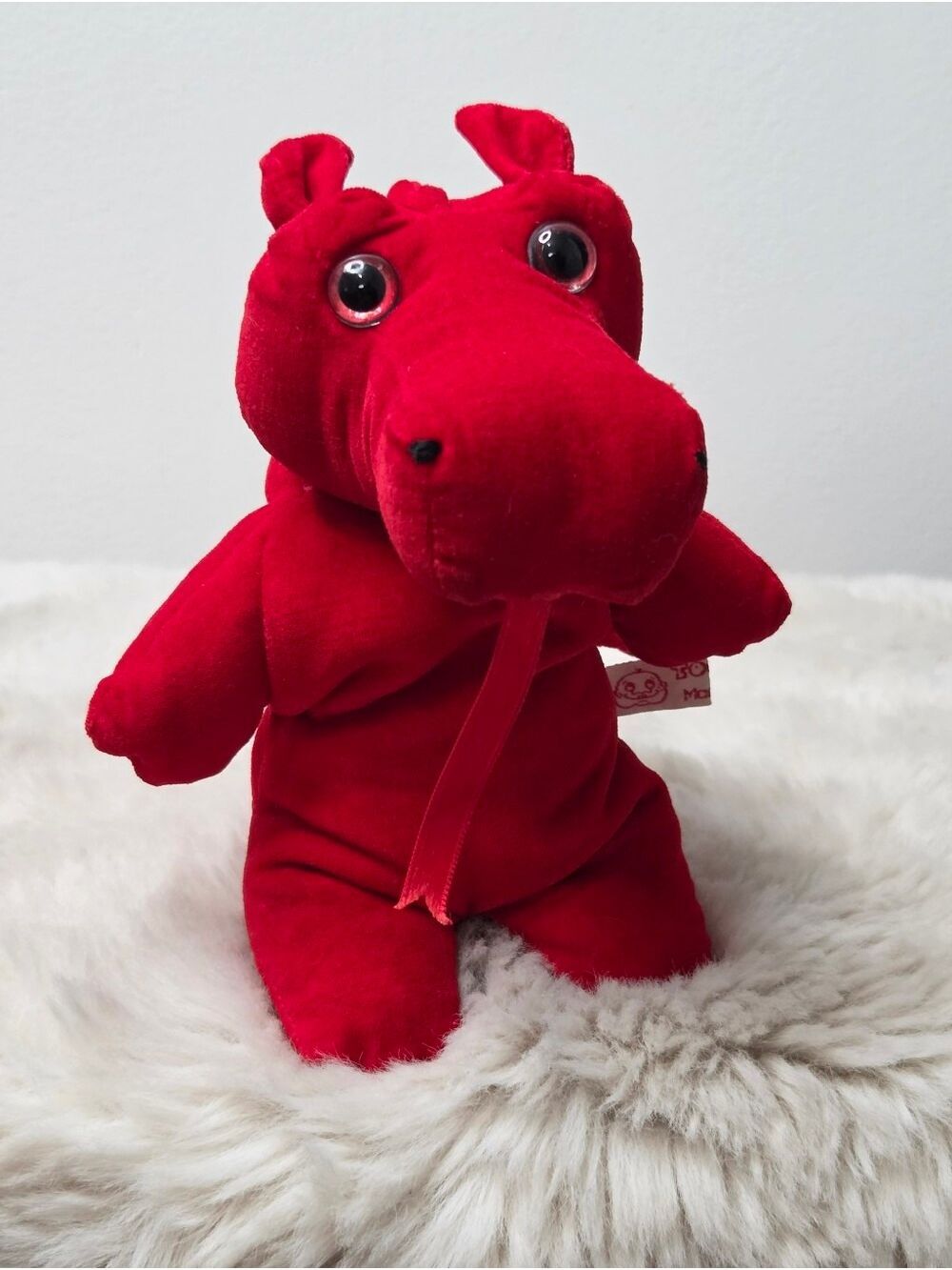 Vintage Toosipegs Red Welsh Dragon Soft Toy Plush Beanie Beanbag 7"